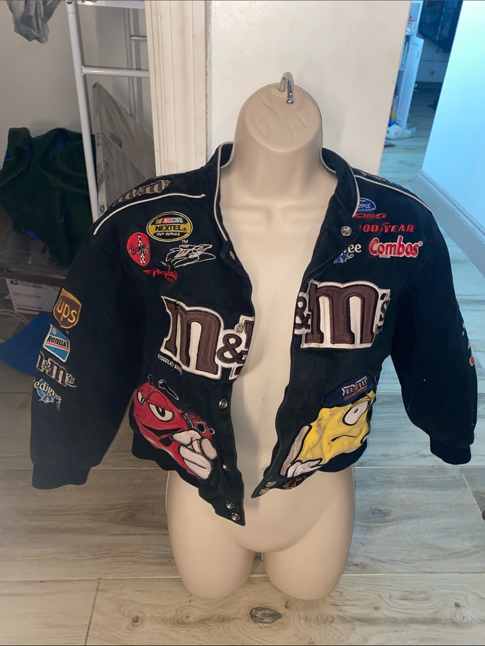 Vintage M&M's Black Embroidered Racing Patch Jacket